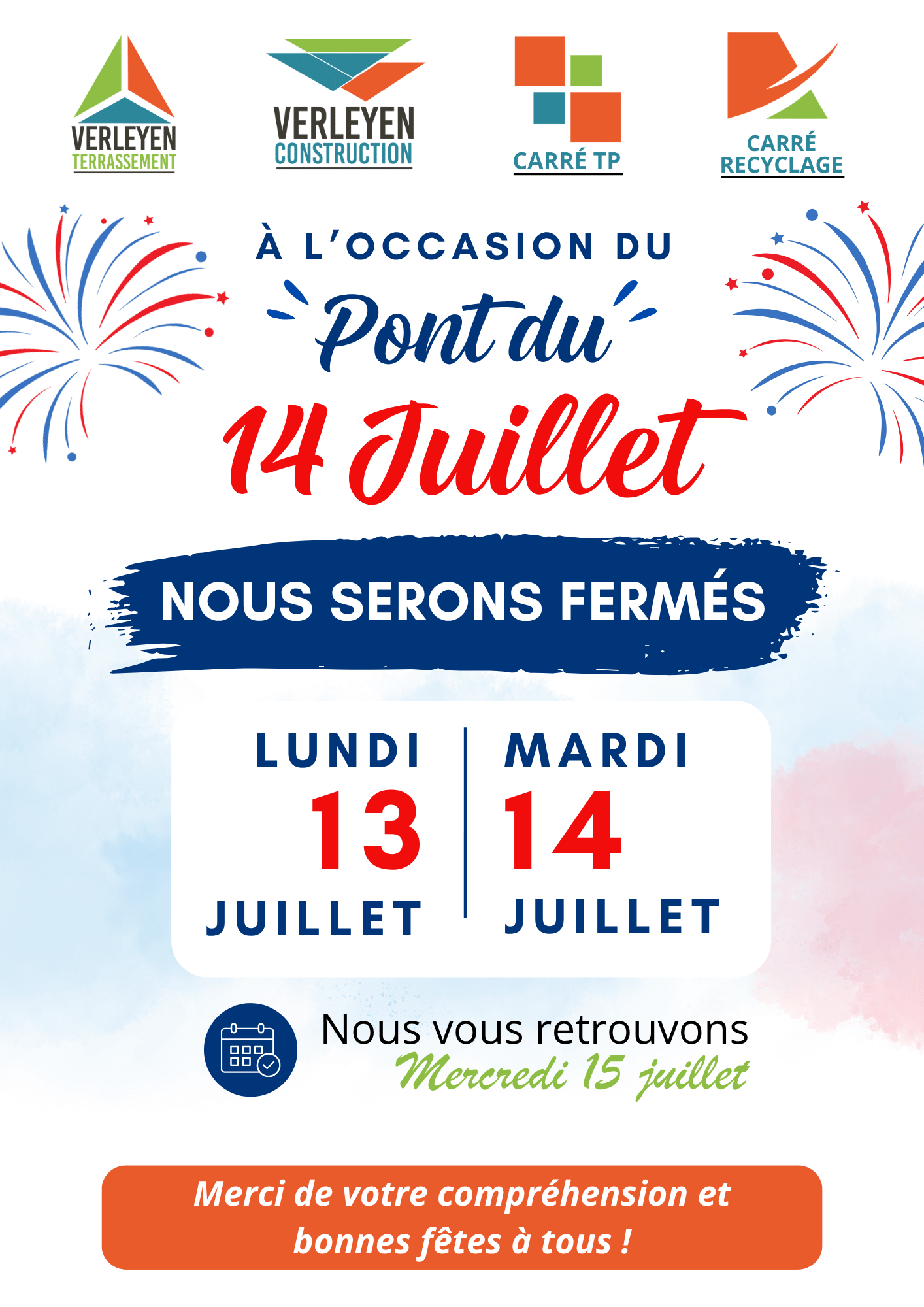 fermeture 14 juillet